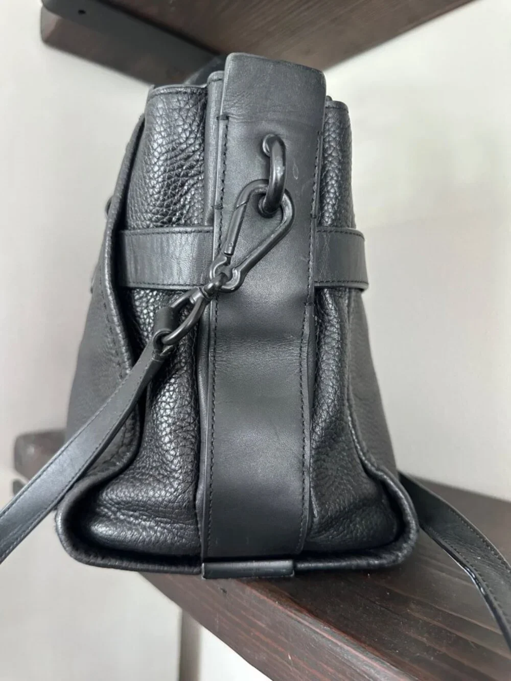 Coach Swagger 27 All Black Pebbled Leather Bag Satchel Timeless Classic